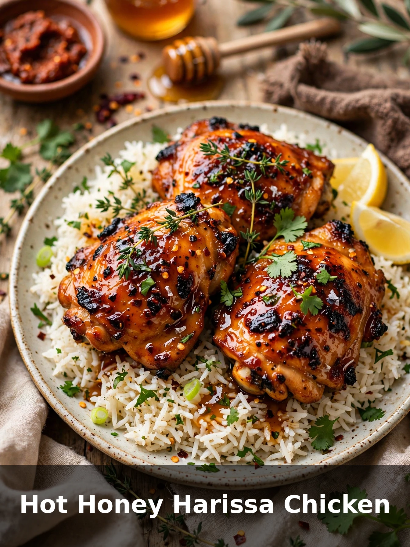 Hot Honey Harissa Chicken Recipe (Sweet & Spicy) - featured