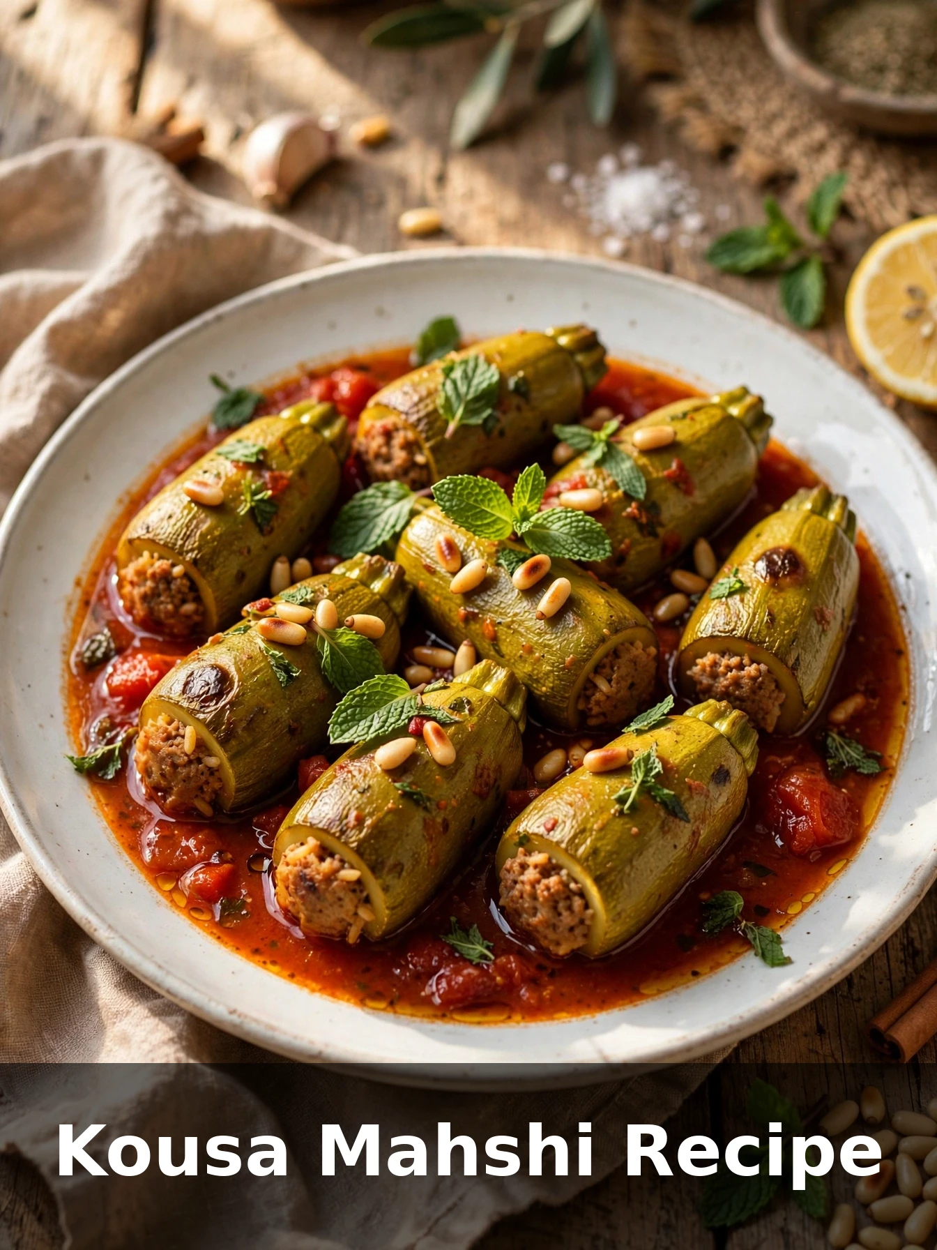 Lebanese Kousa Mahshi (Stuffed Zucchini) Recipe - featured