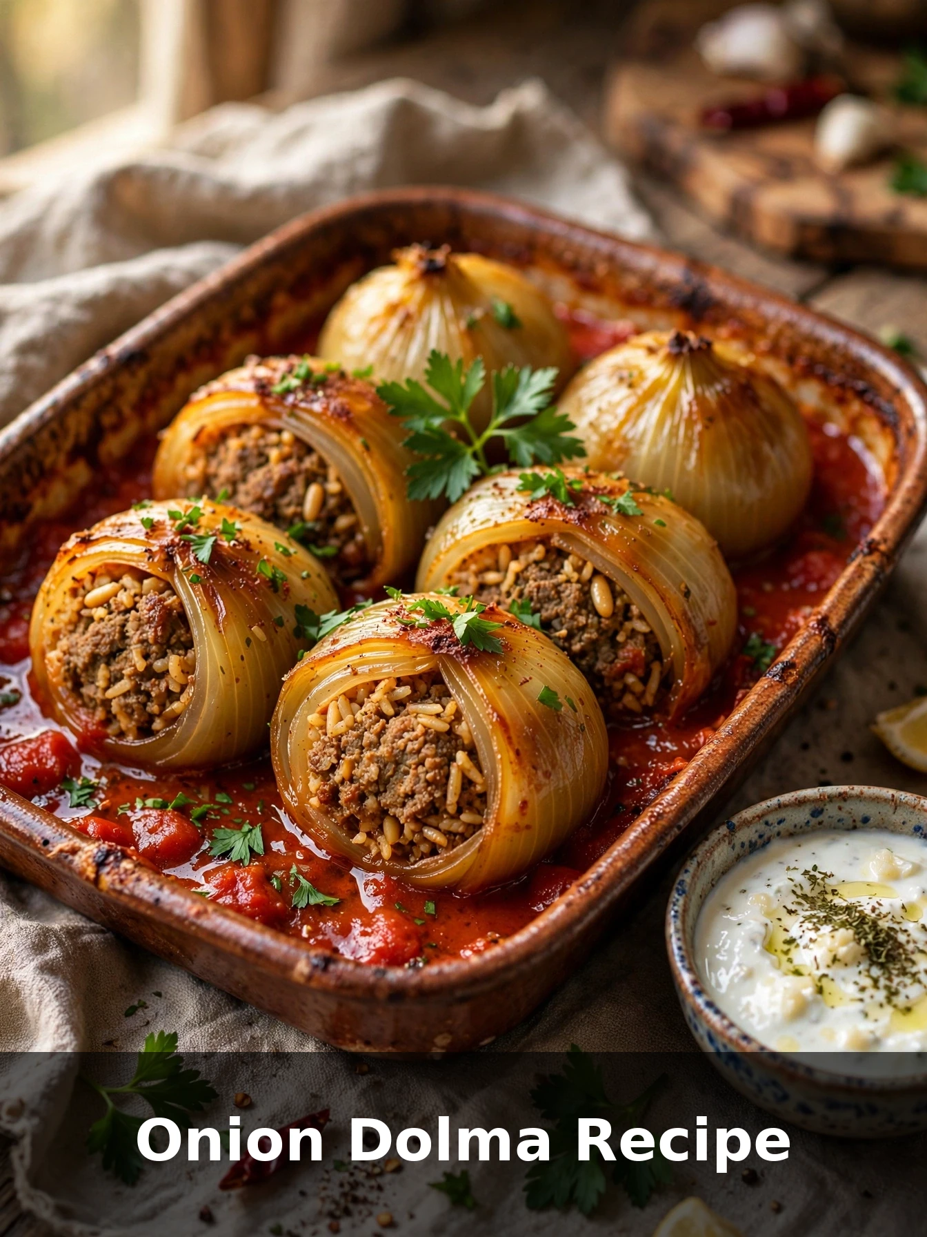 Onion Dolma Recipe (Stuffed Onions) - featured